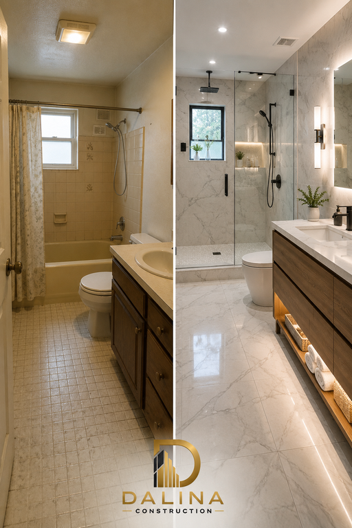 Dalina Construction bathroom before andafter